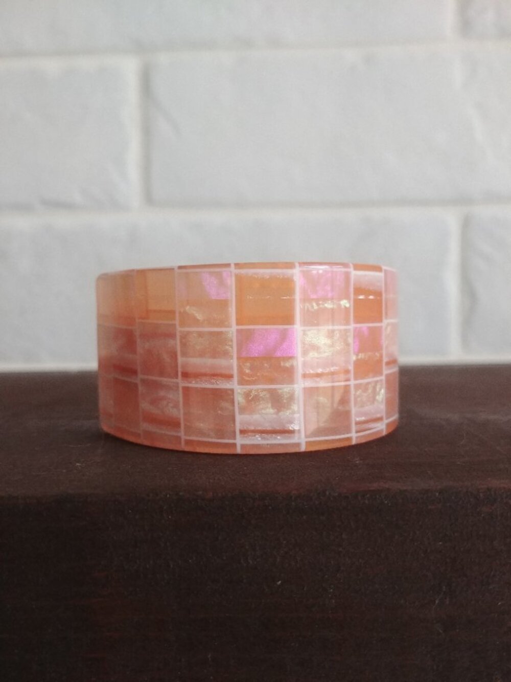 Machete retro curved orange and pink iridescent pony tail hair band cuff